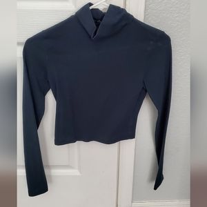 Turquoise crop top turtle neck